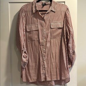 Express Red and White Striped Shirt